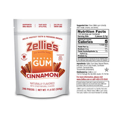 Zellie's Cinnamon gum open-pack showing resealable freshness