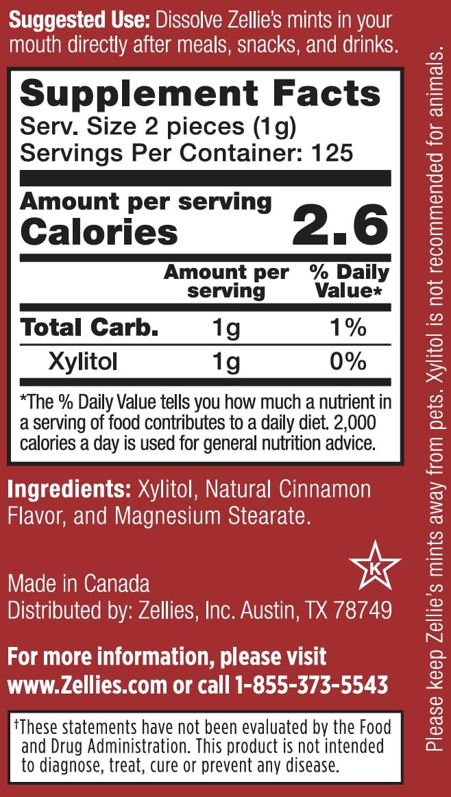 zellies xylitol ingredient closeup highlighting natural ingredients for oral care.