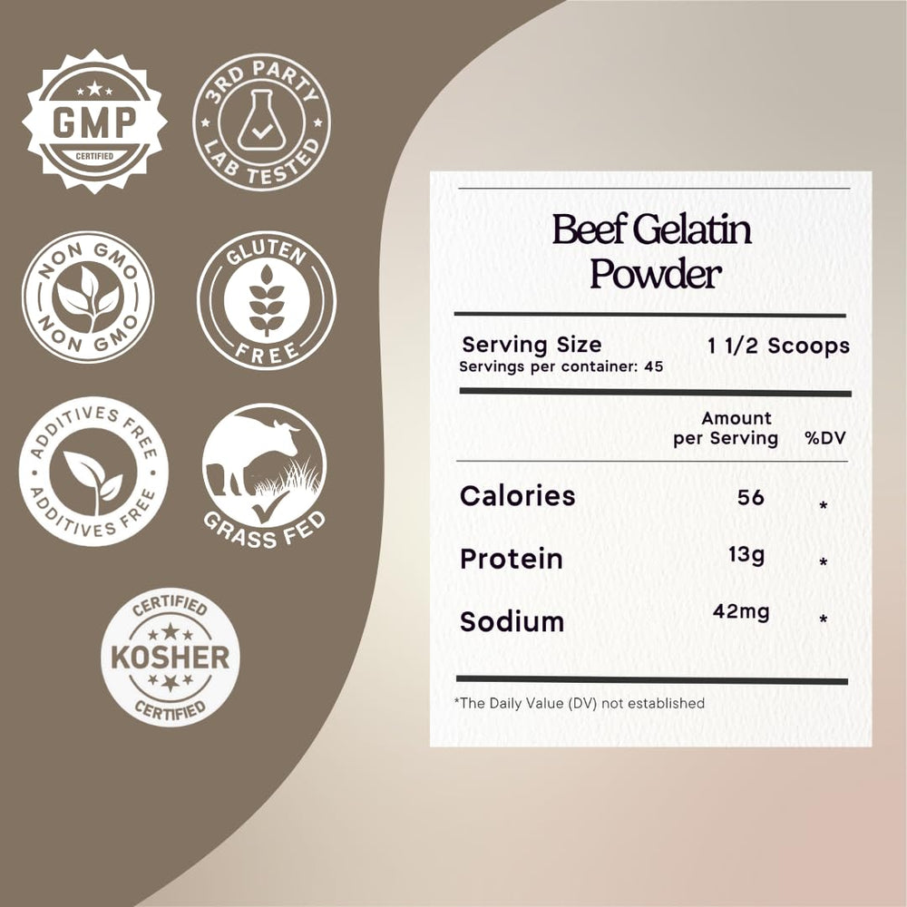 Zen Principle grass-fed gelatin tub close-up emphasizes quality and purity.