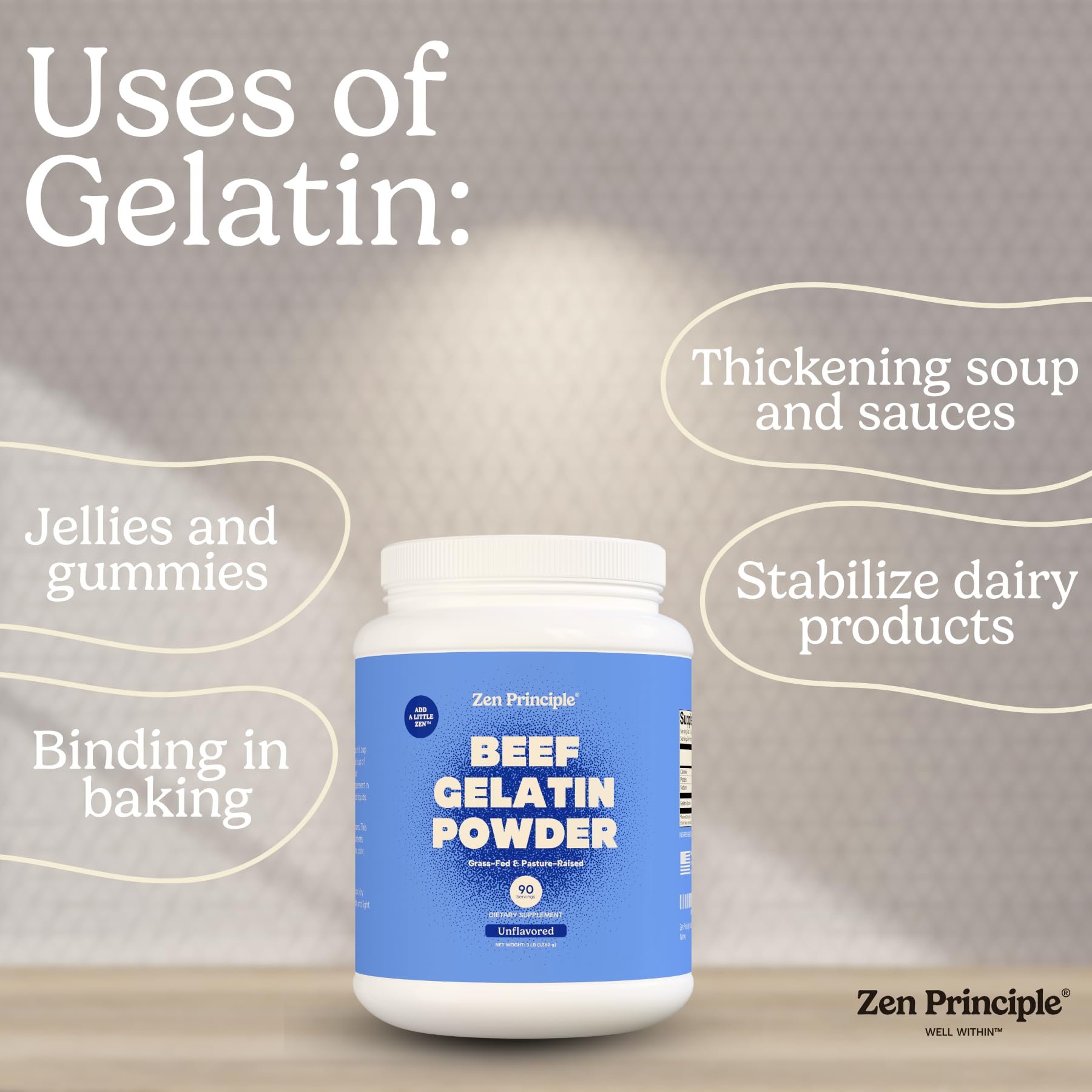 Zen Principle gelatin used as a kitchen thickener for sauces and stews