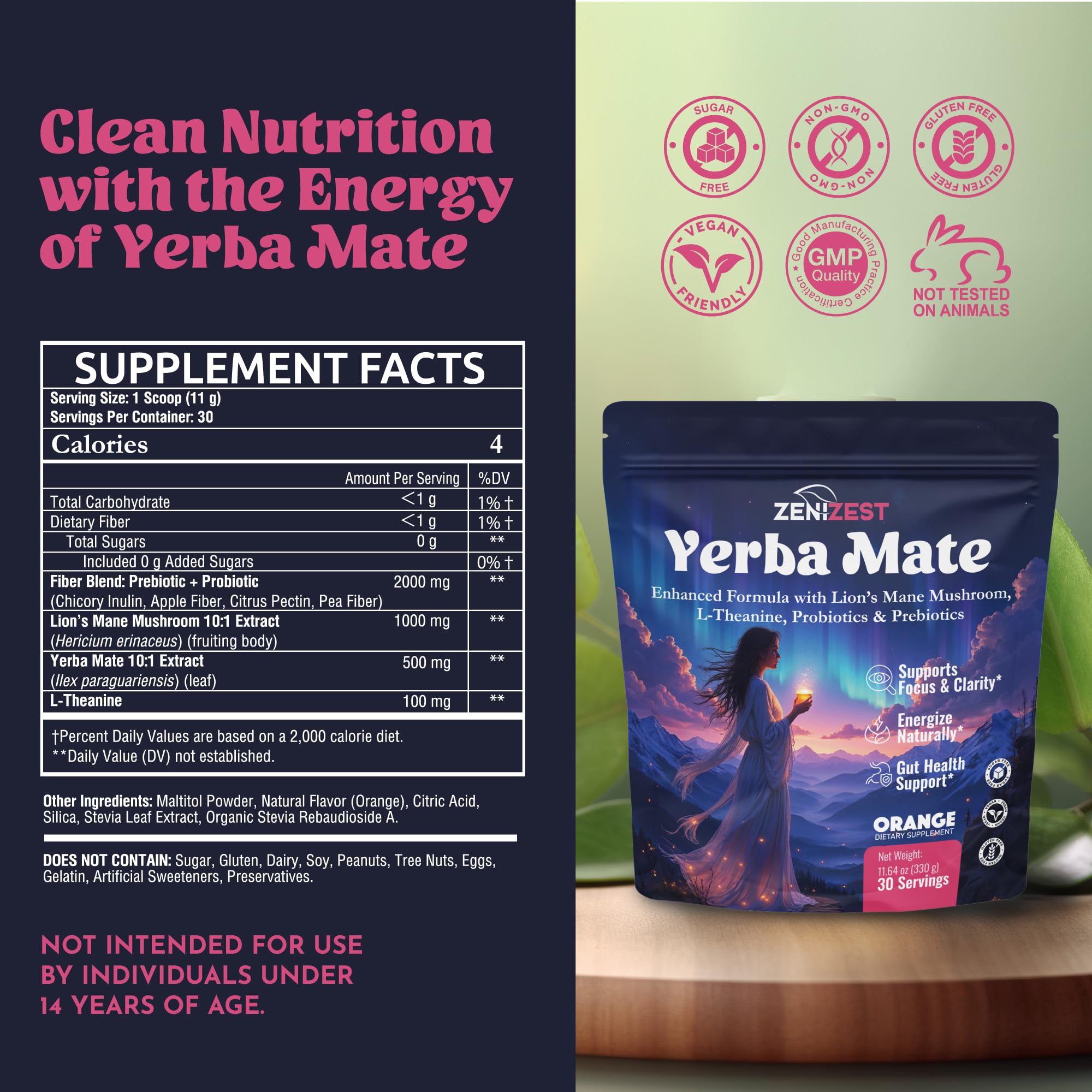 ZeniZest 30-serving container for convenient daily energy and focus