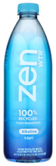 ZenWTR bottle front label shows alkaline water at 9.5 pH for refreshing hydration.