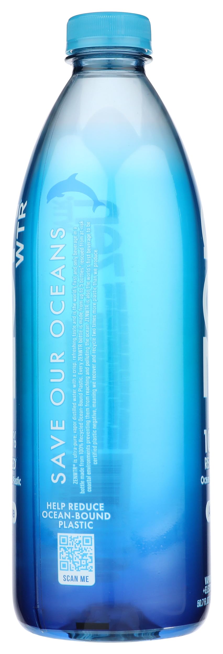 ZenWTR bottle displays plastic-negative certification for responsible packaging.
