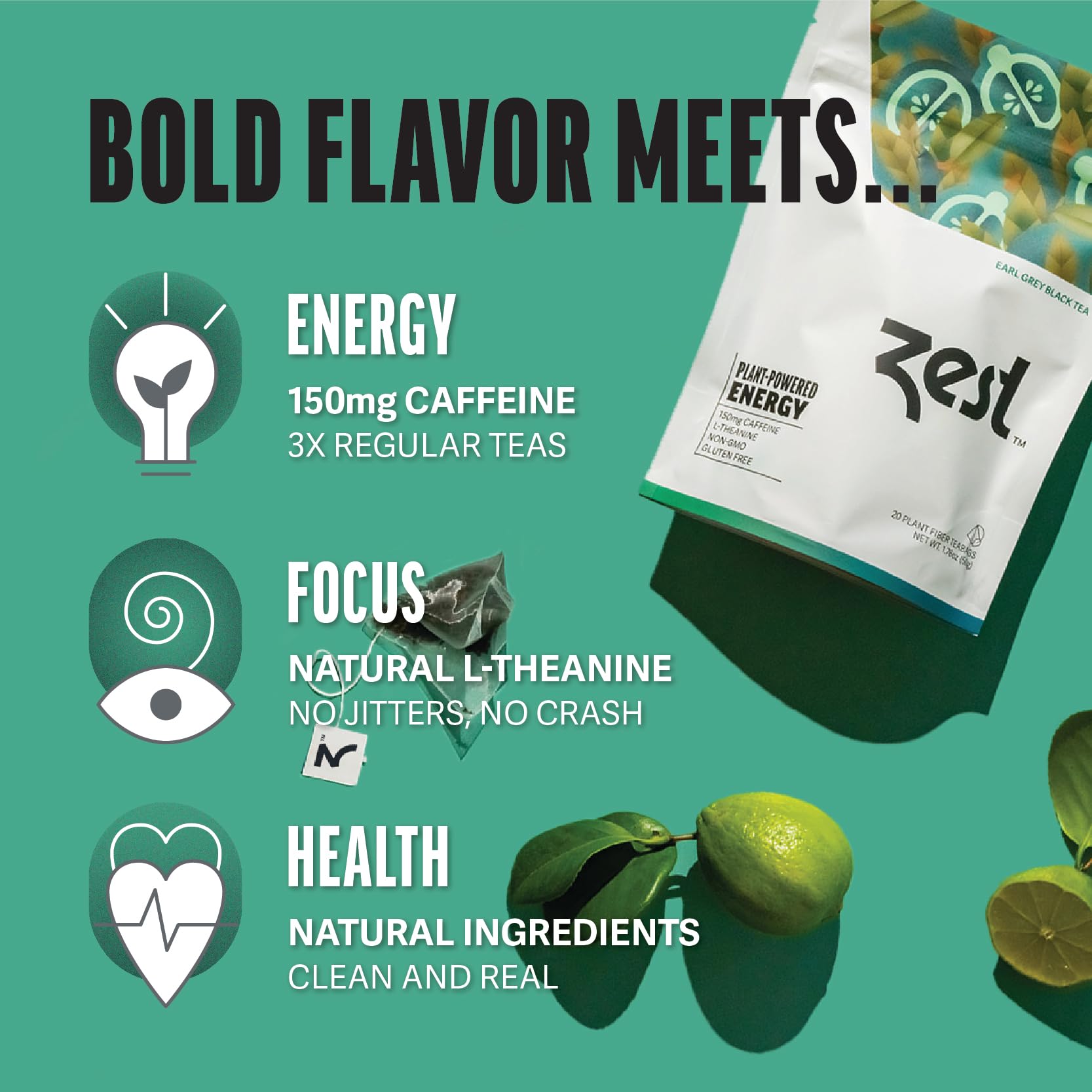 A warm cup from ZEST delivers bergamot fragrance with a caffeine-forward finish.