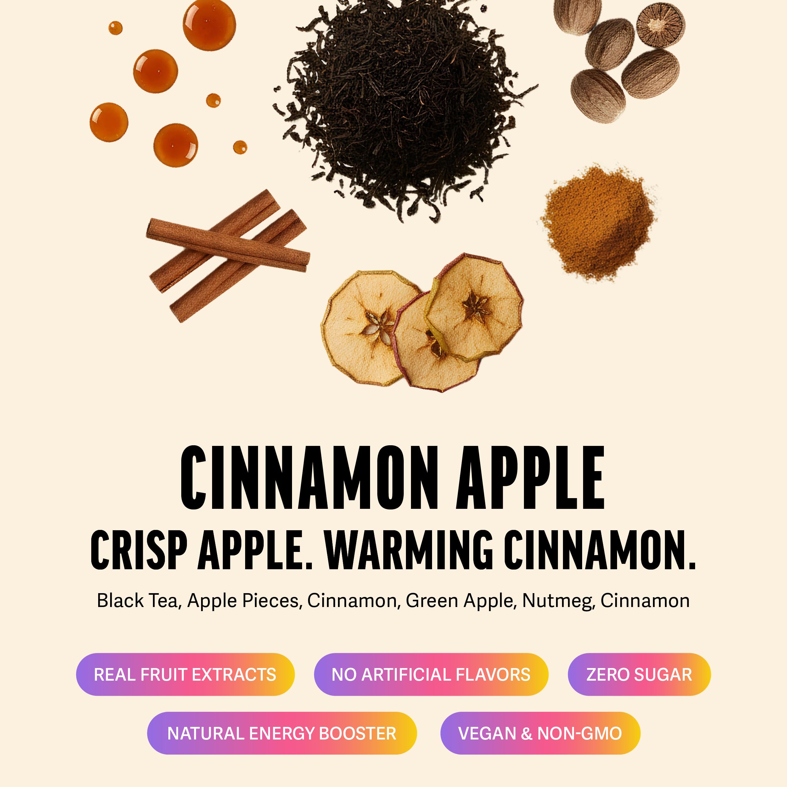ZEST Cinnamon Apple Spice Energy Tea dry tea bags ready to brew a high-energy start