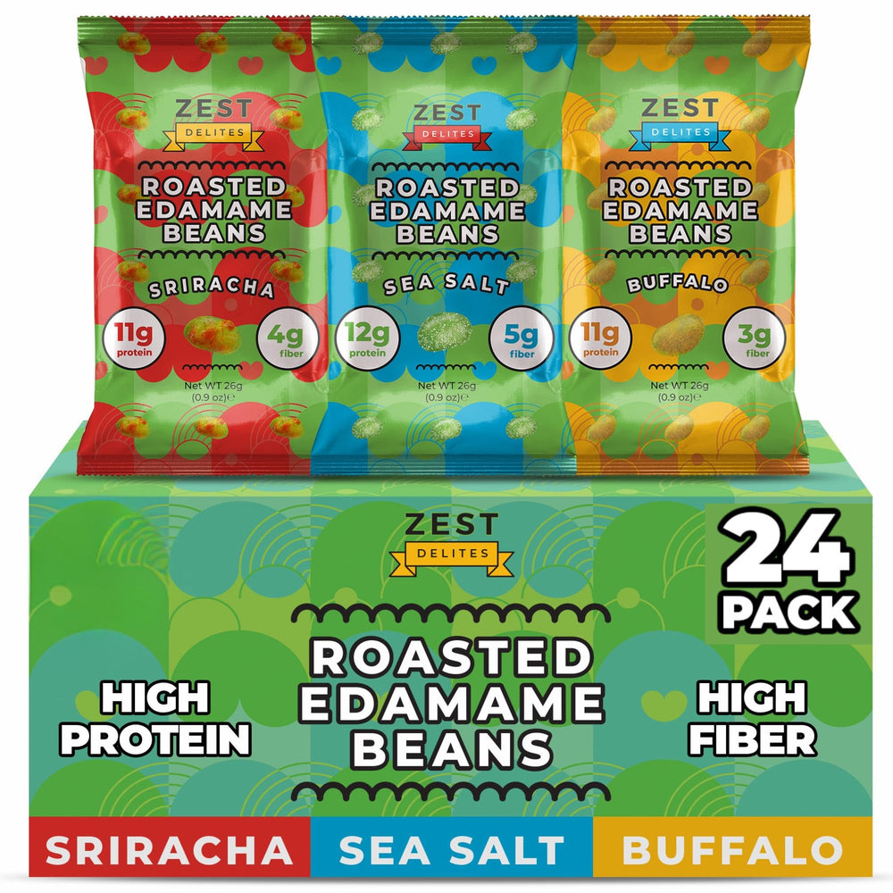 ZEST Delites edamame sea salt crunch, high-protein snack for anytime