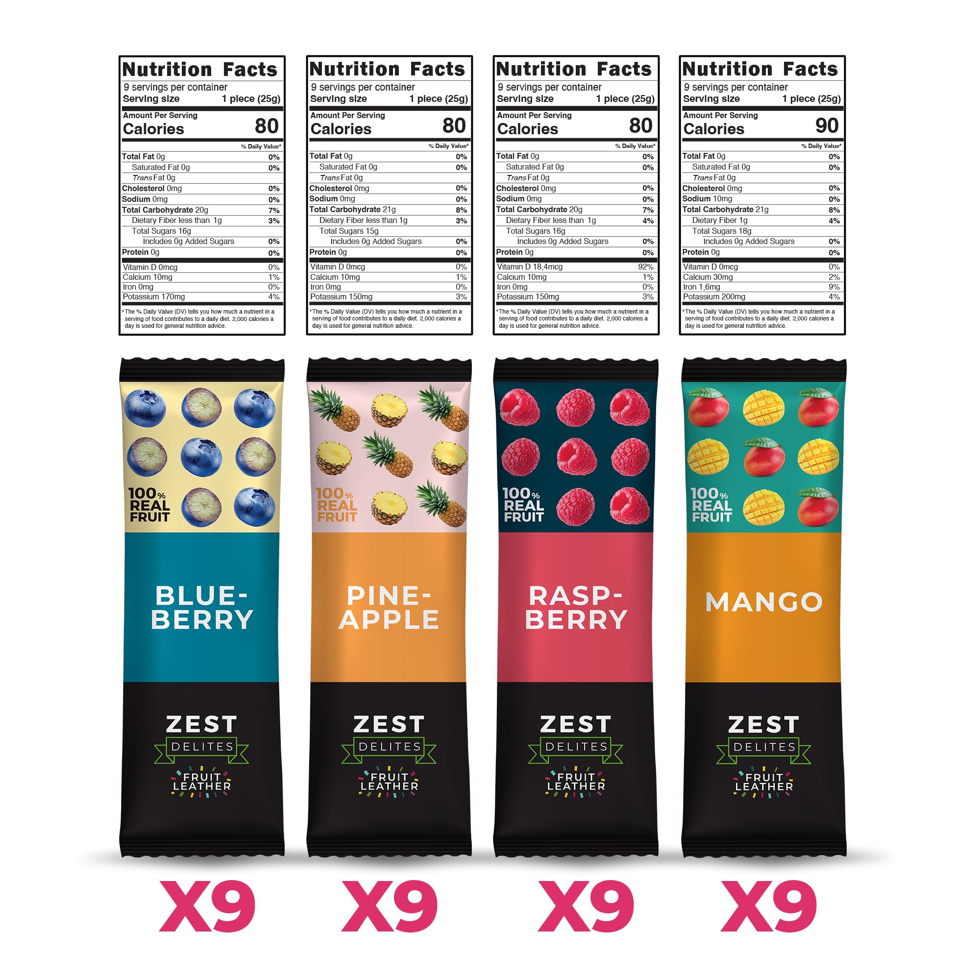 Individually wrapped fruit leather pieces ensure freshness and on-the-go convenience.