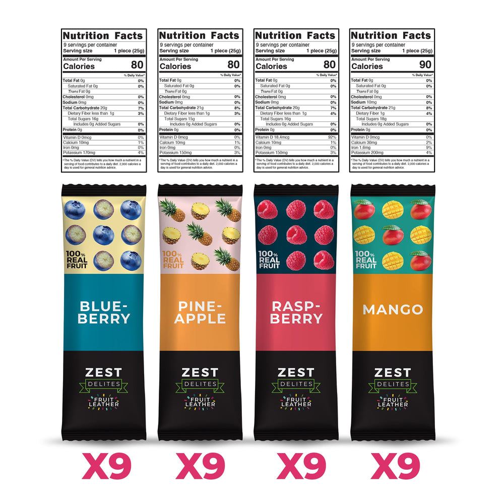 Individually wrapped fruit leather pieces ensure freshness and on-the-go convenience.