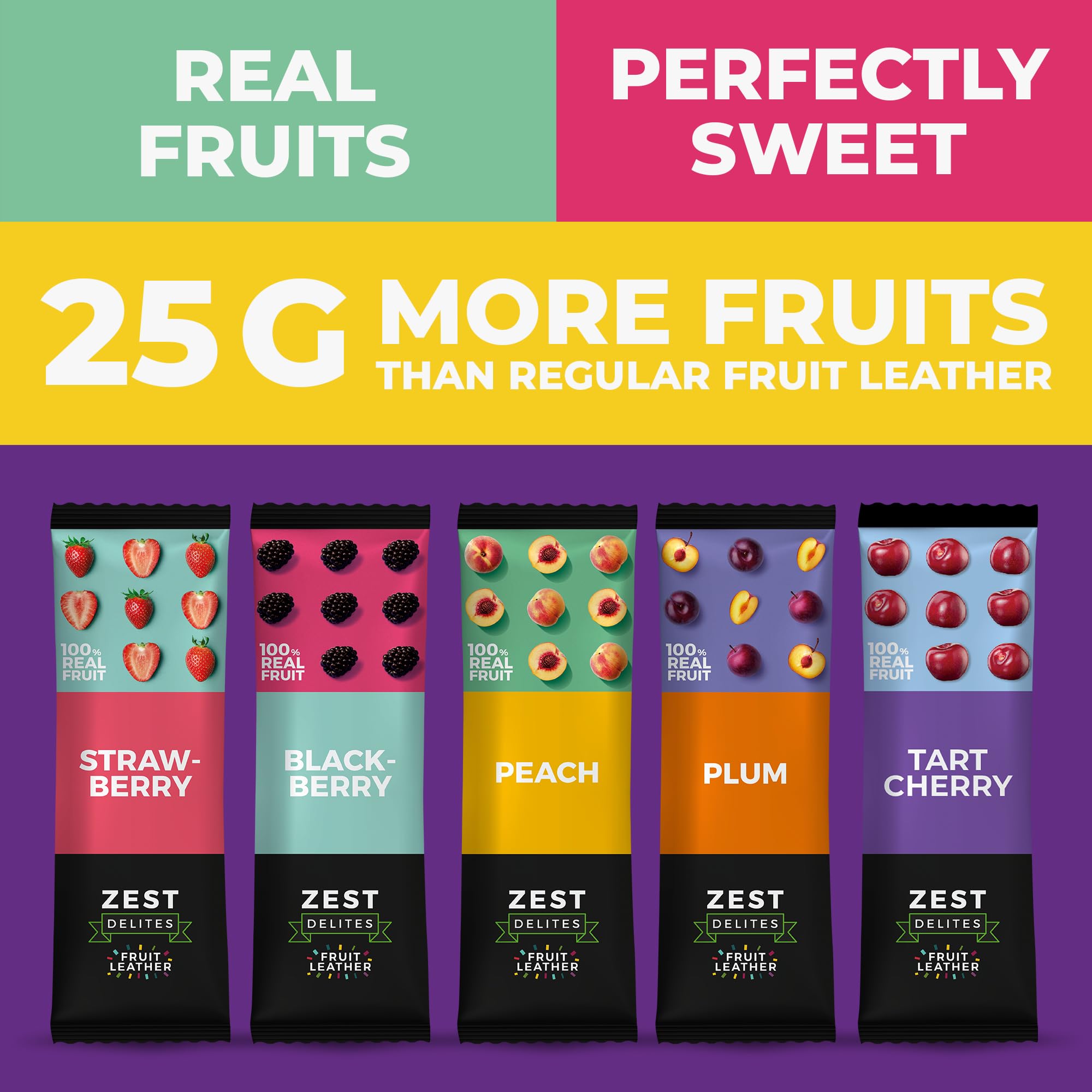 ZEST Delites fruit snacks on-the-go pack, 50 individually wrapped bars.