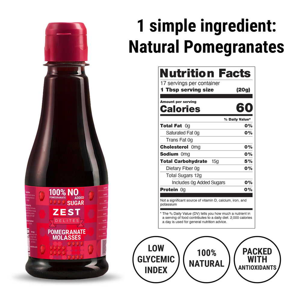 ZEST Delites pomegranate molasses glaze on meat shows rich color and depth
