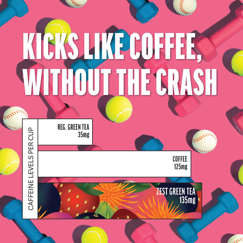 Cup aroma and color of ZEST Superberry Samba tea energizing flavor