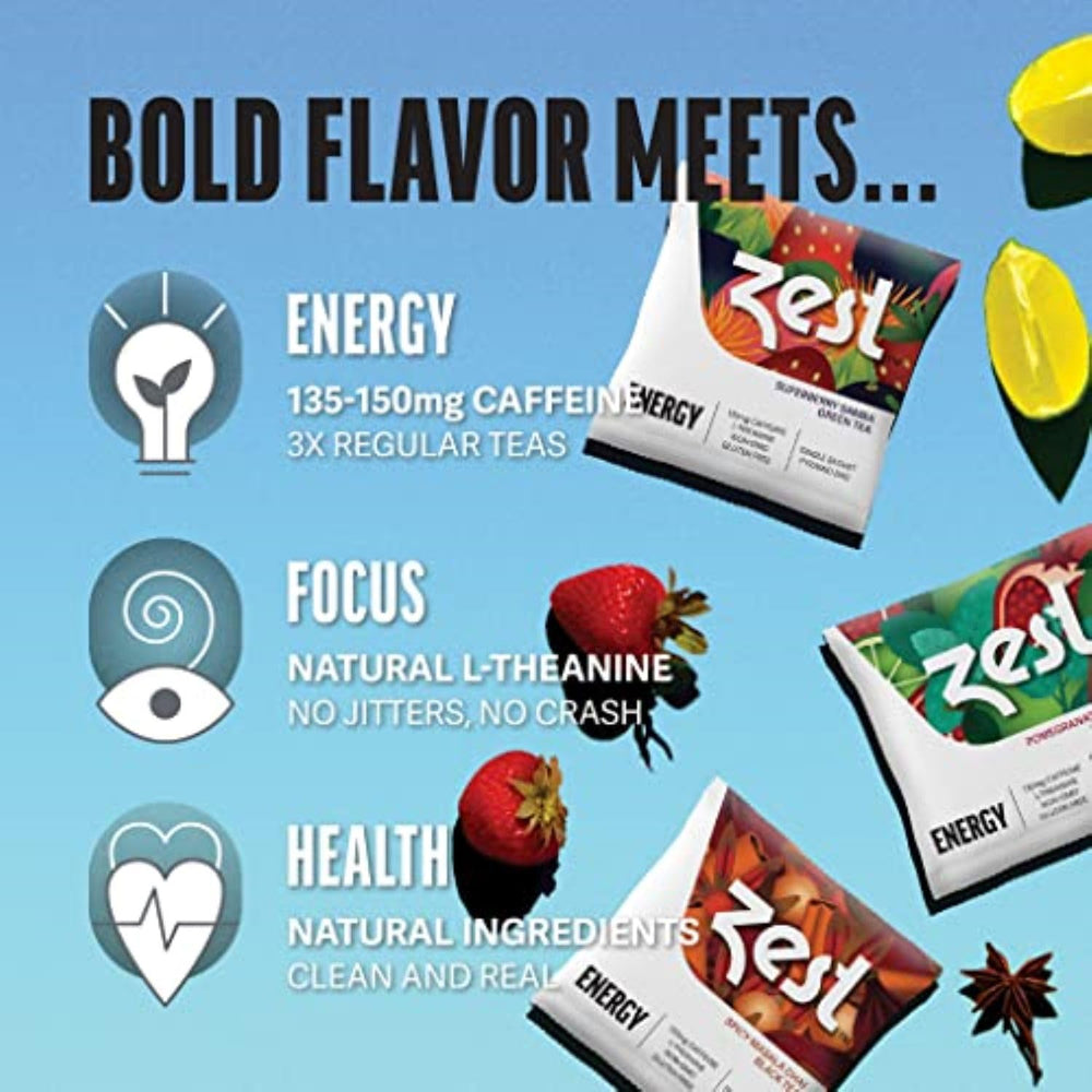 ZEST Energy Tea Assortment Box green-tea-cup signaling clean energy