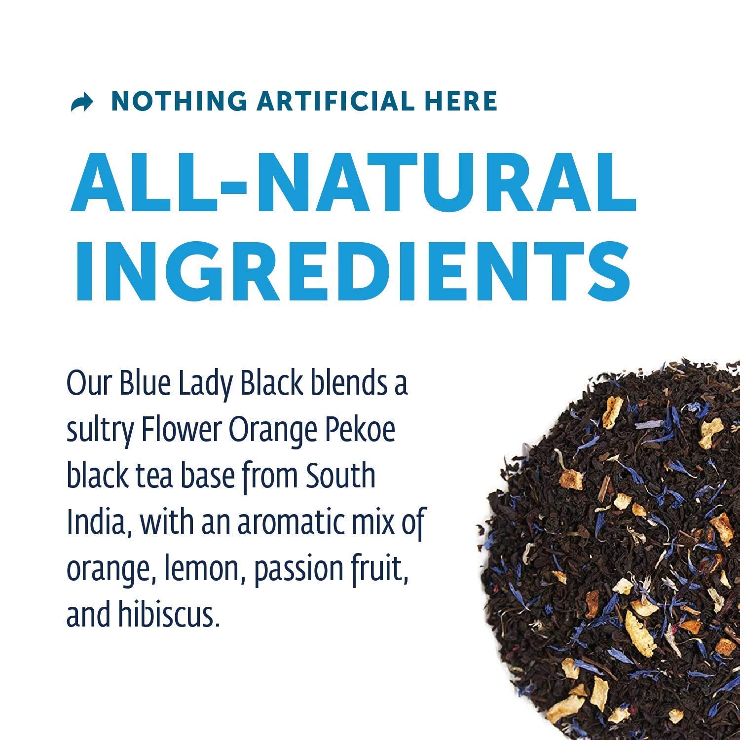 Non-GMO black tea leaves with passion fruit in ZEST Energy Tea.
