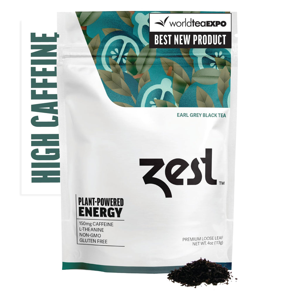 ZEST Energy Tea loose leaf bergamot aroma boosts alertness with natural caffeine.