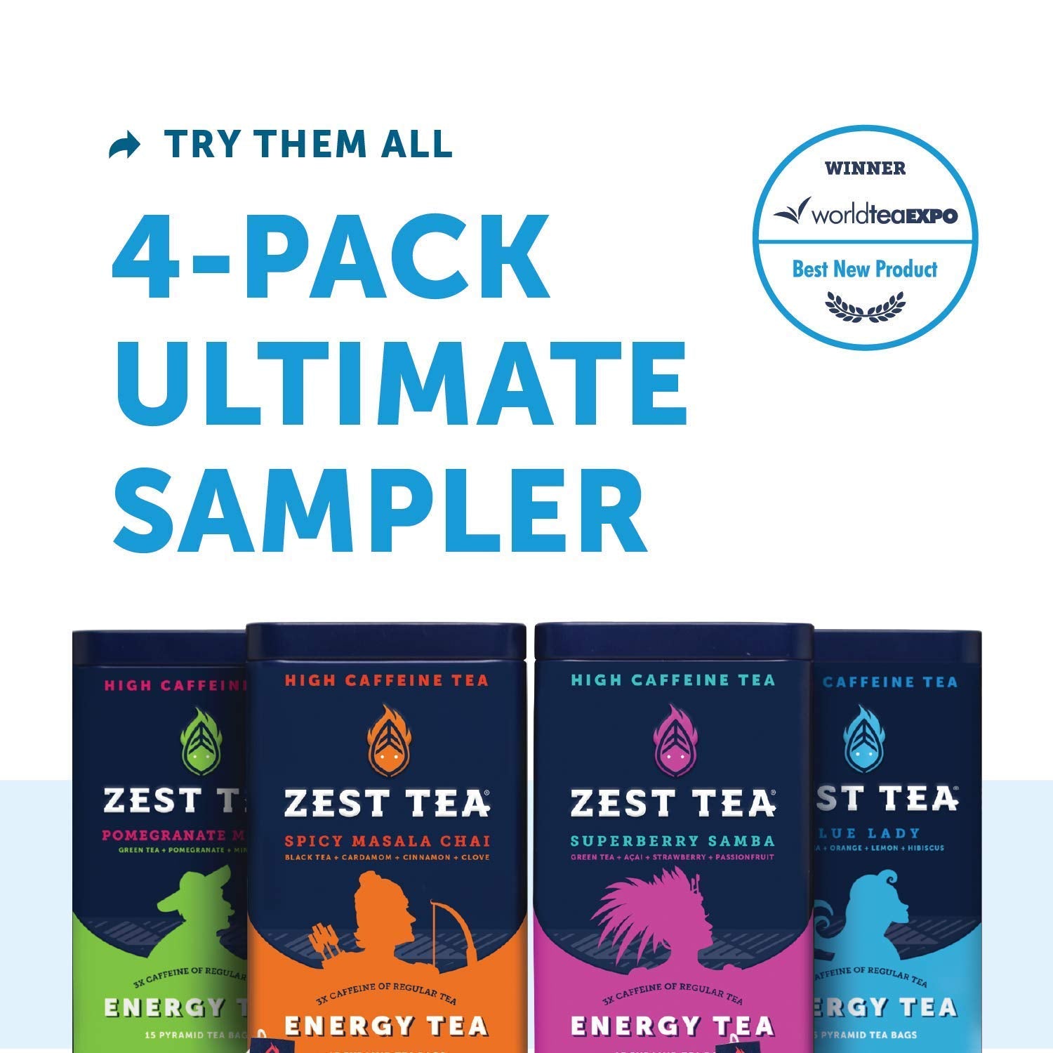 Award badge for ZEST Energy Tea highlighting world-class recognition.
