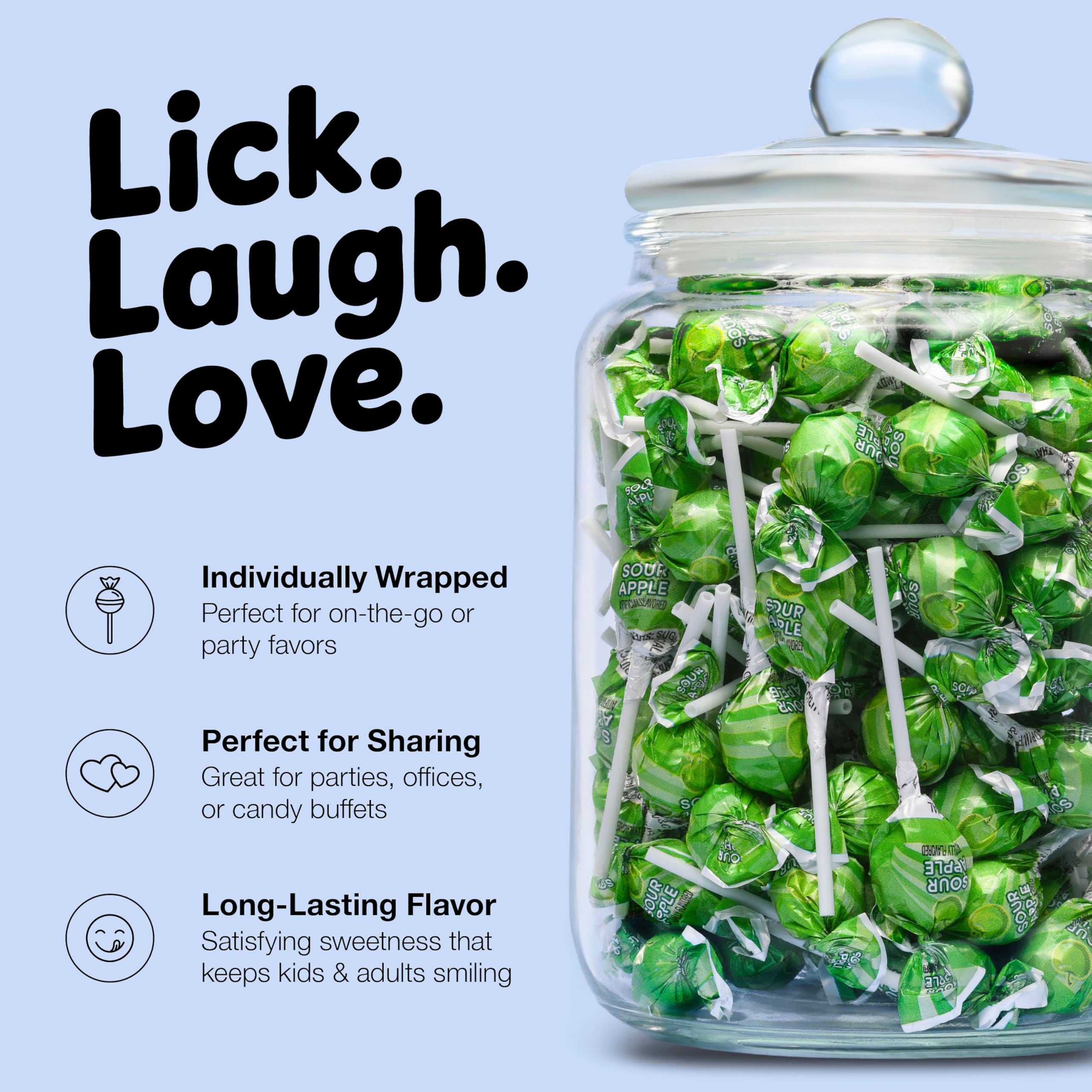 Zestix sour apple lollipops for baby showers and school events