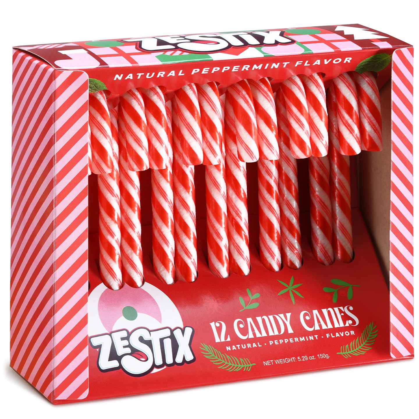Zestix Candy Canes peppermint wrapped for freshness, perfect for party favors.