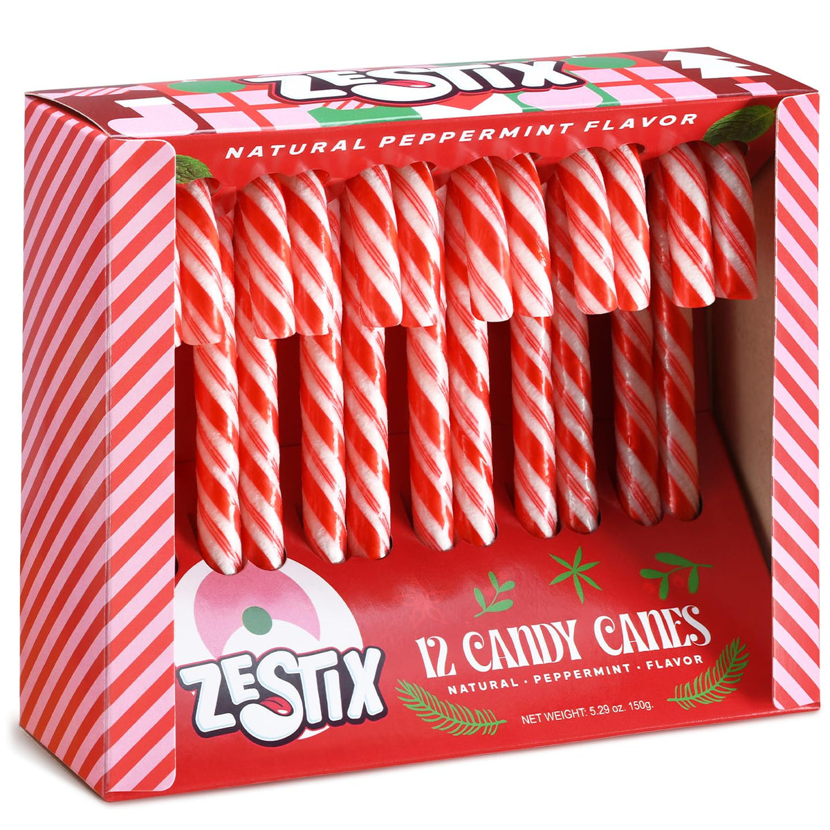 Zestix Candy Canes peppermint wrapped for freshness, perfect for party favors.