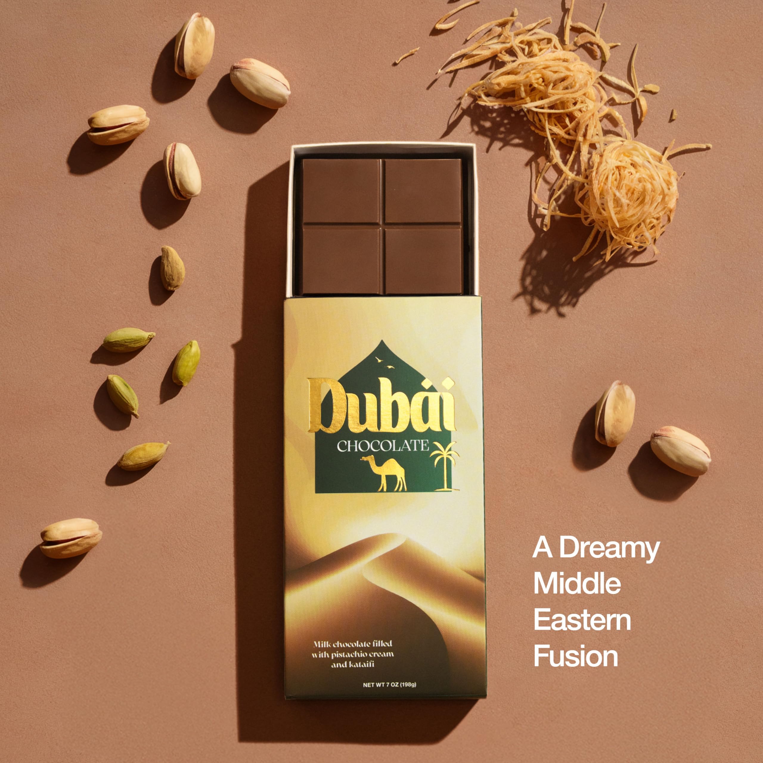 Zestix Dubai Pistachio center — nutty richness pairs with smooth chocolate