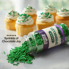 Close-up of Zestix Green Sprinkles 3 oz showing smooth texture