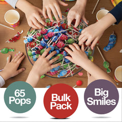 Zestix lollipops on a party display create a colorful focal point.