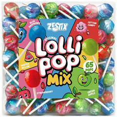 Zestix Original Lollipops 65-count bulk pack for party favors and sharing.