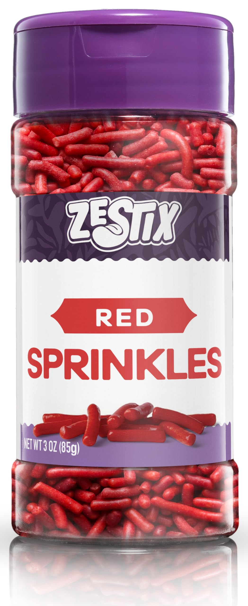 Zestix Red Sprinkles 3oz bottle pour for precise, mess-free decorating.