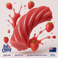 Strawberry licorice pieces close-up for party treats and desserts