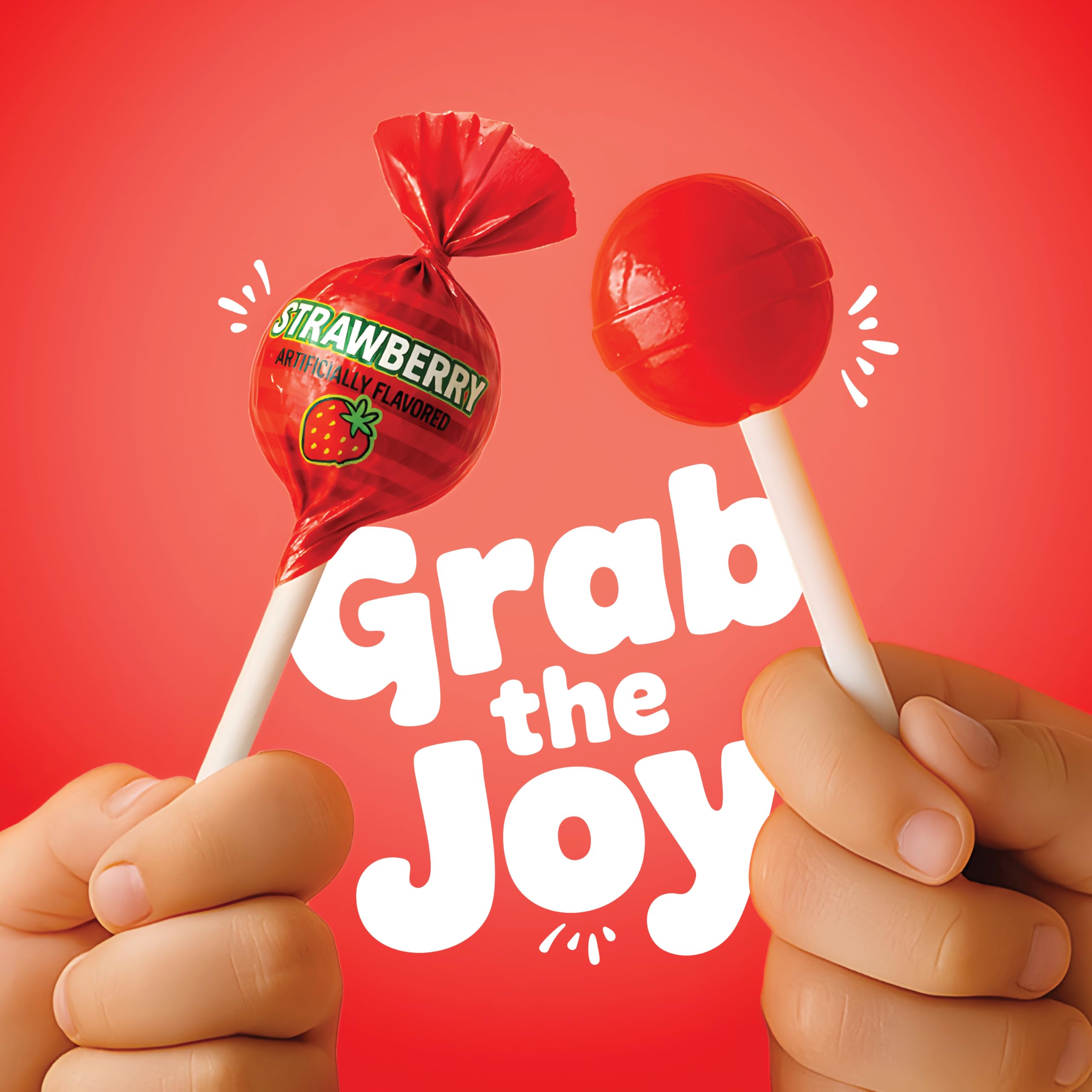 Zestix Strawberry Lollipops bright red color stands out in candy displays.