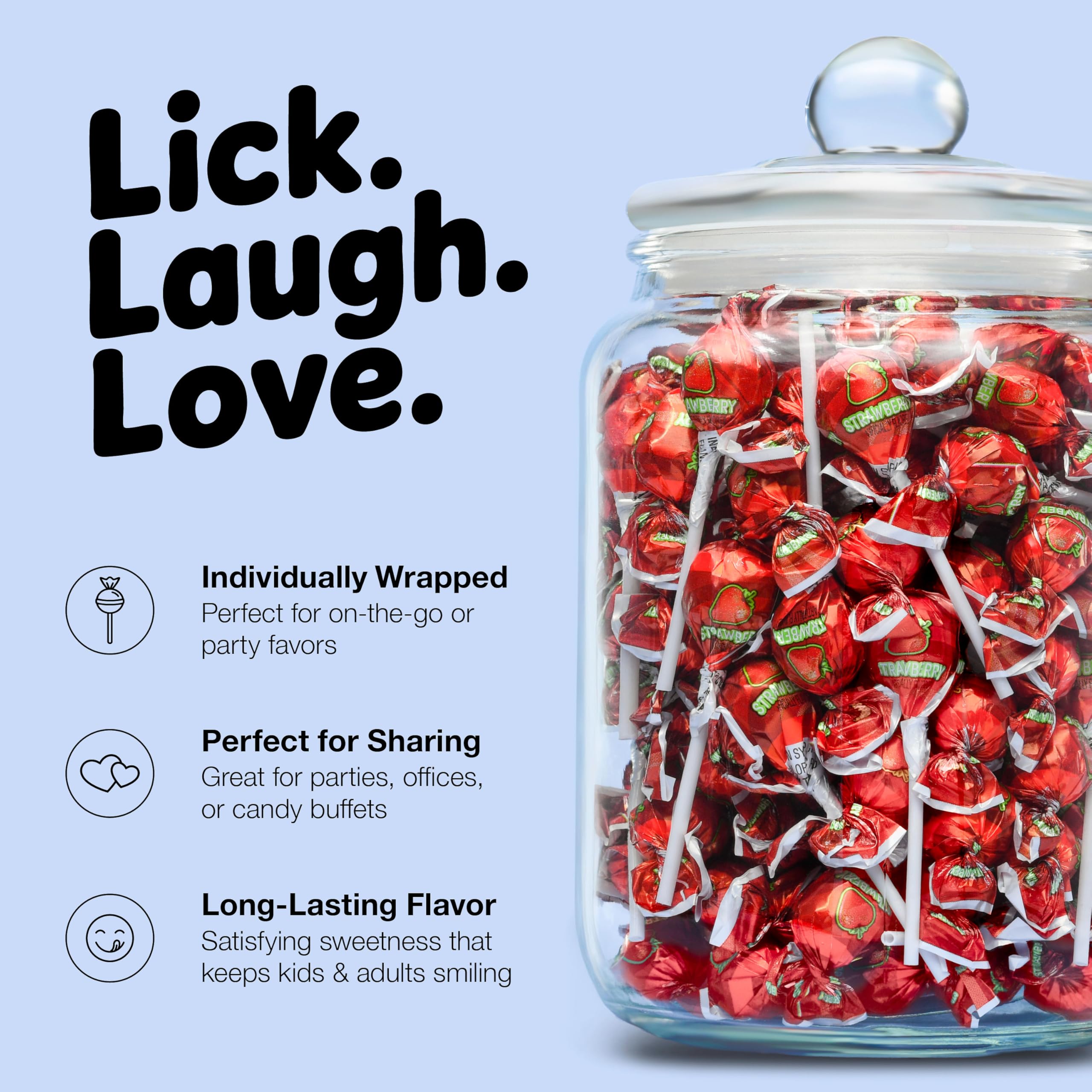 Zestix Strawberry Lollipops for parade throws with easy distribution.
