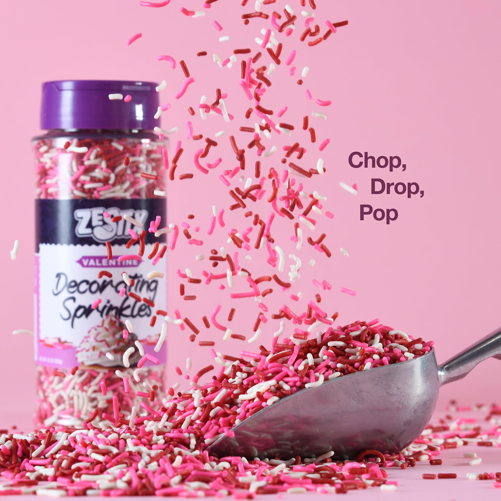 Zestix sprinkles dual lid shaker for quick even coverage on treats