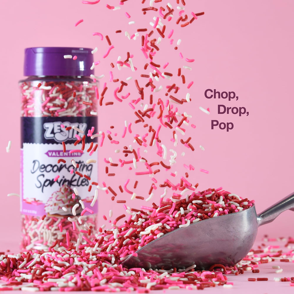 Zestix sprinkles dual lid shaker for quick even coverage on treats