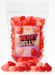 Zestix Valentines Jelly Hearts cherry flavor in a resealable bag, ideal for gifting.