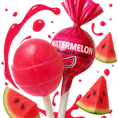 Zestix Watermelon Lollipops bulk pack side view showing quantity