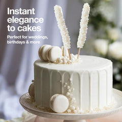 Zestix White Rock Candy Crystals, 8-count sticks, elegantly wrapped for wedding favors.