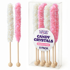 Zestix white rock candy stick for elegant party décor and flavor accents.