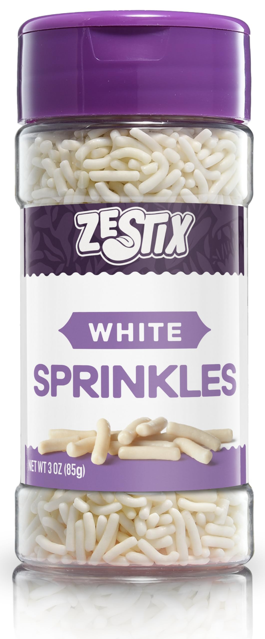 Zestix White Sprinkles bottle pour shows smooth, even coverage for bakery-quality decorating.