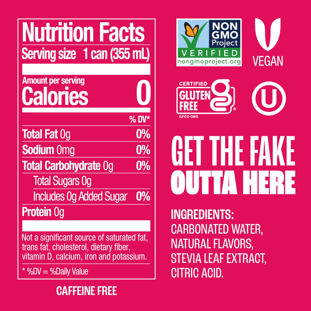 Zevia Cran-Raspberry label emphasizing Non-GMO and vegan certifications.