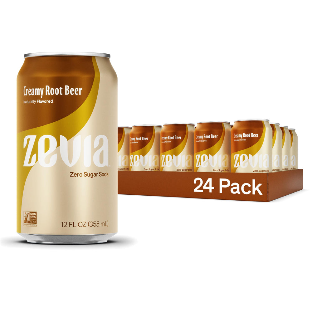 Zevia Creamy Root Beer can for a zero sugar refreshment