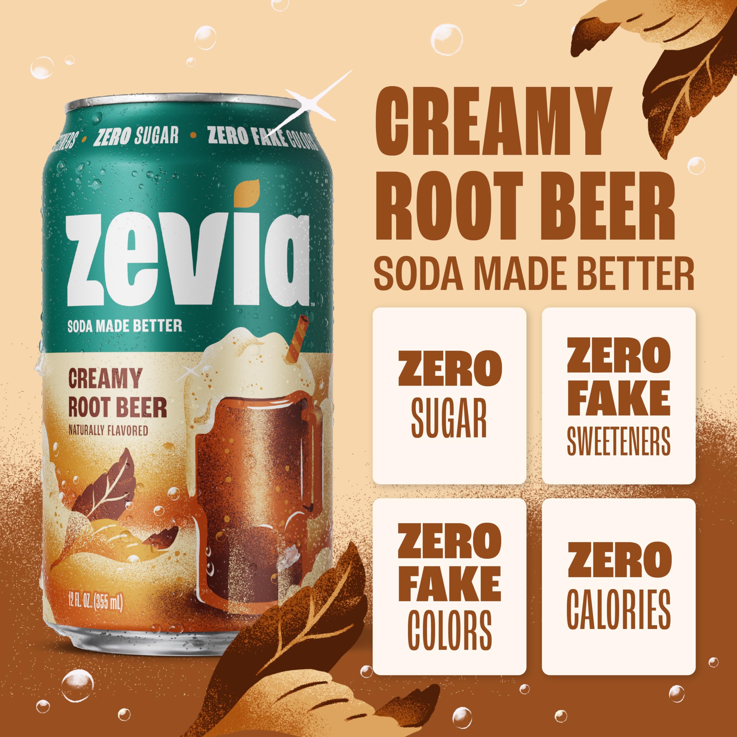 Zevia Creamy Root Beer glass being poured for a creamy texture