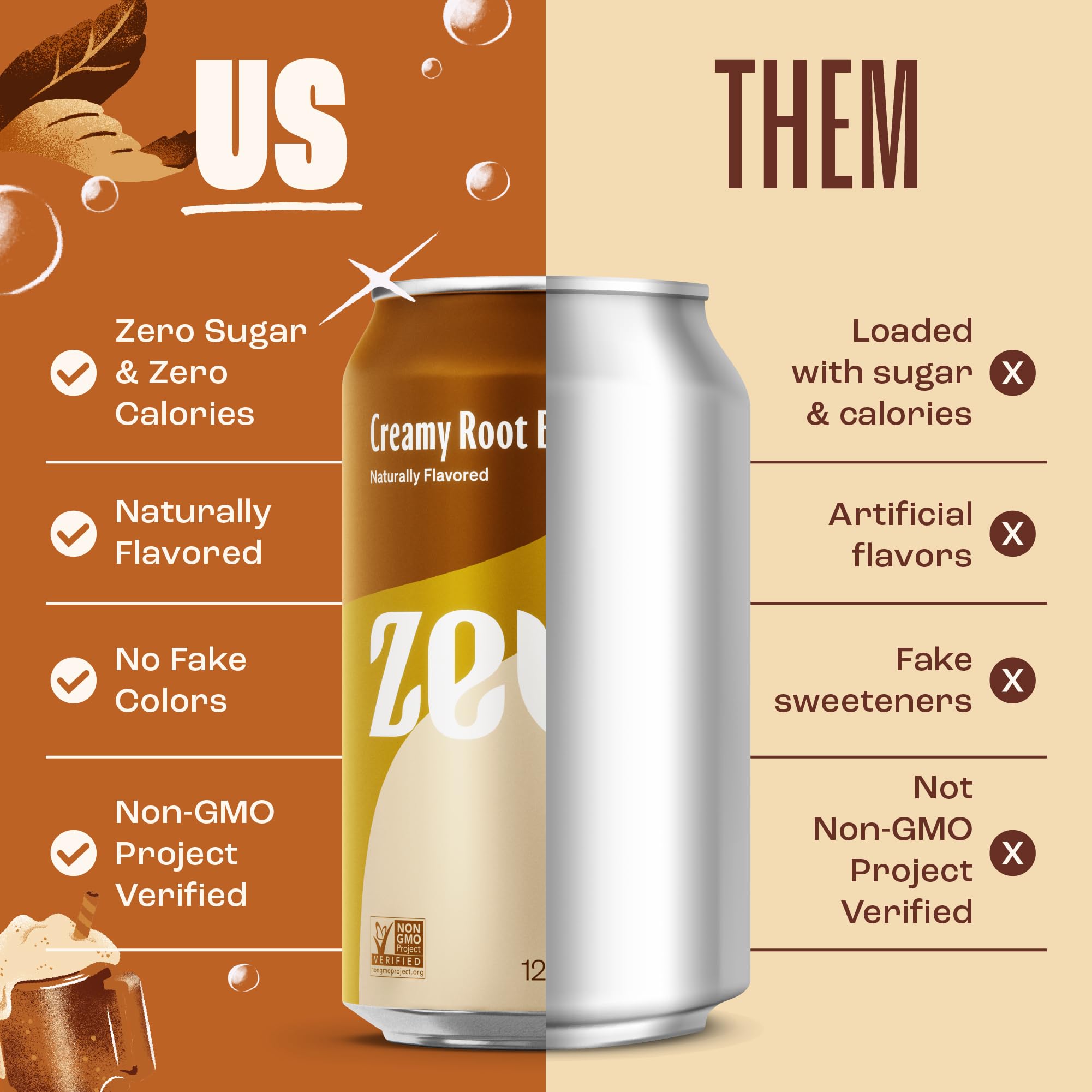 Vanilla ice cream float with Zevia Creamy Root Beer