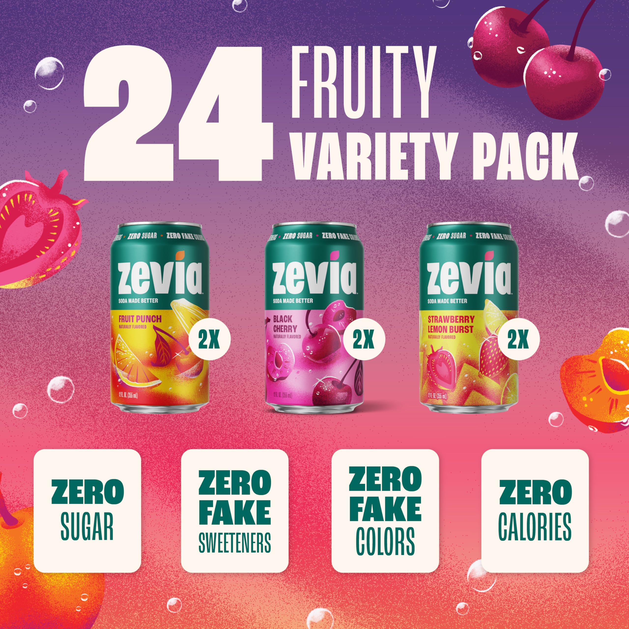 Zevia Orange Soda can, crisp fruity taste with no artificial colors