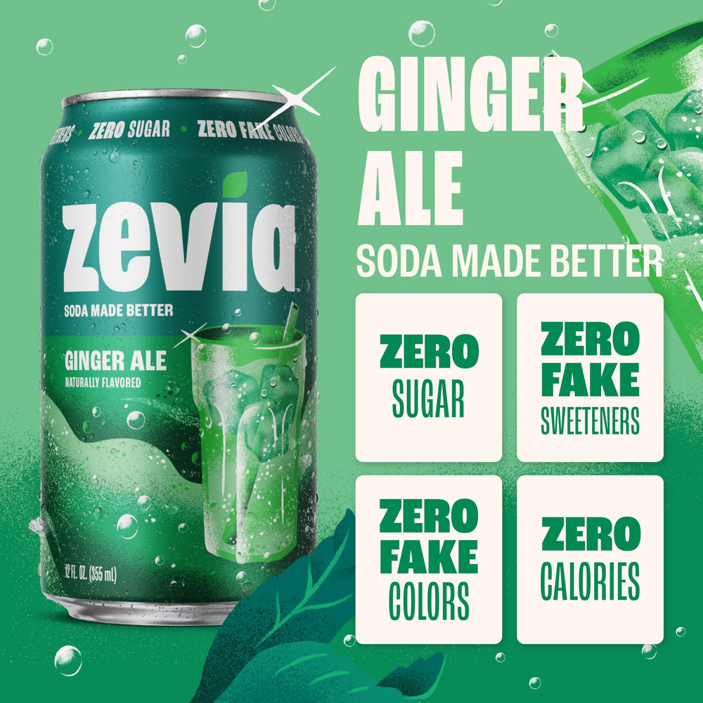 Zevia packaging box displays Non-GMO and gluten-free benefits.