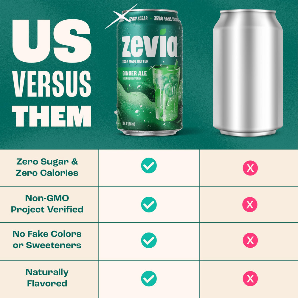 Zevia Ginger Ale being poured into a glass, refreshing zero-calorie moment.