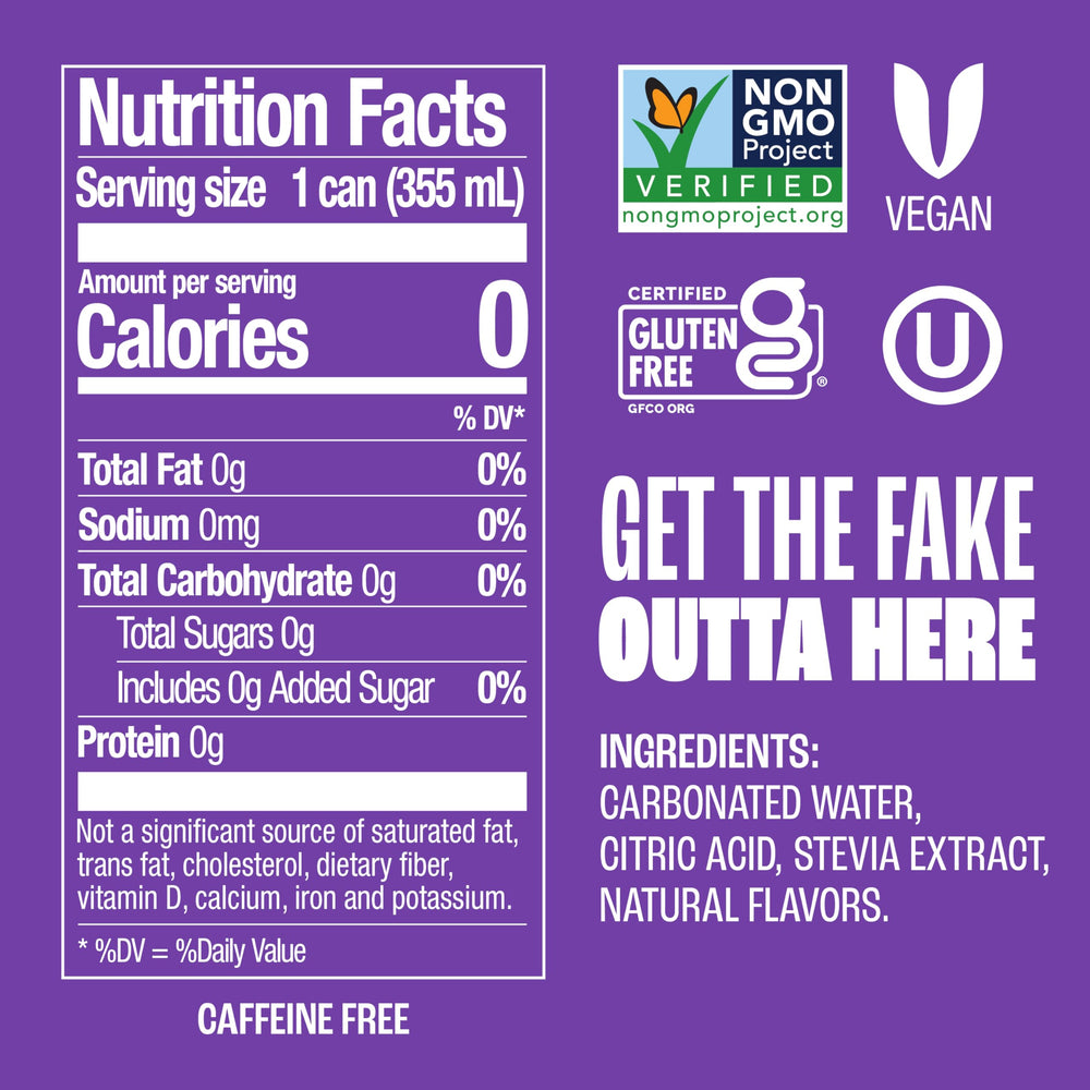 Zevia Grape Soda can side view with natural stevia sweetness
