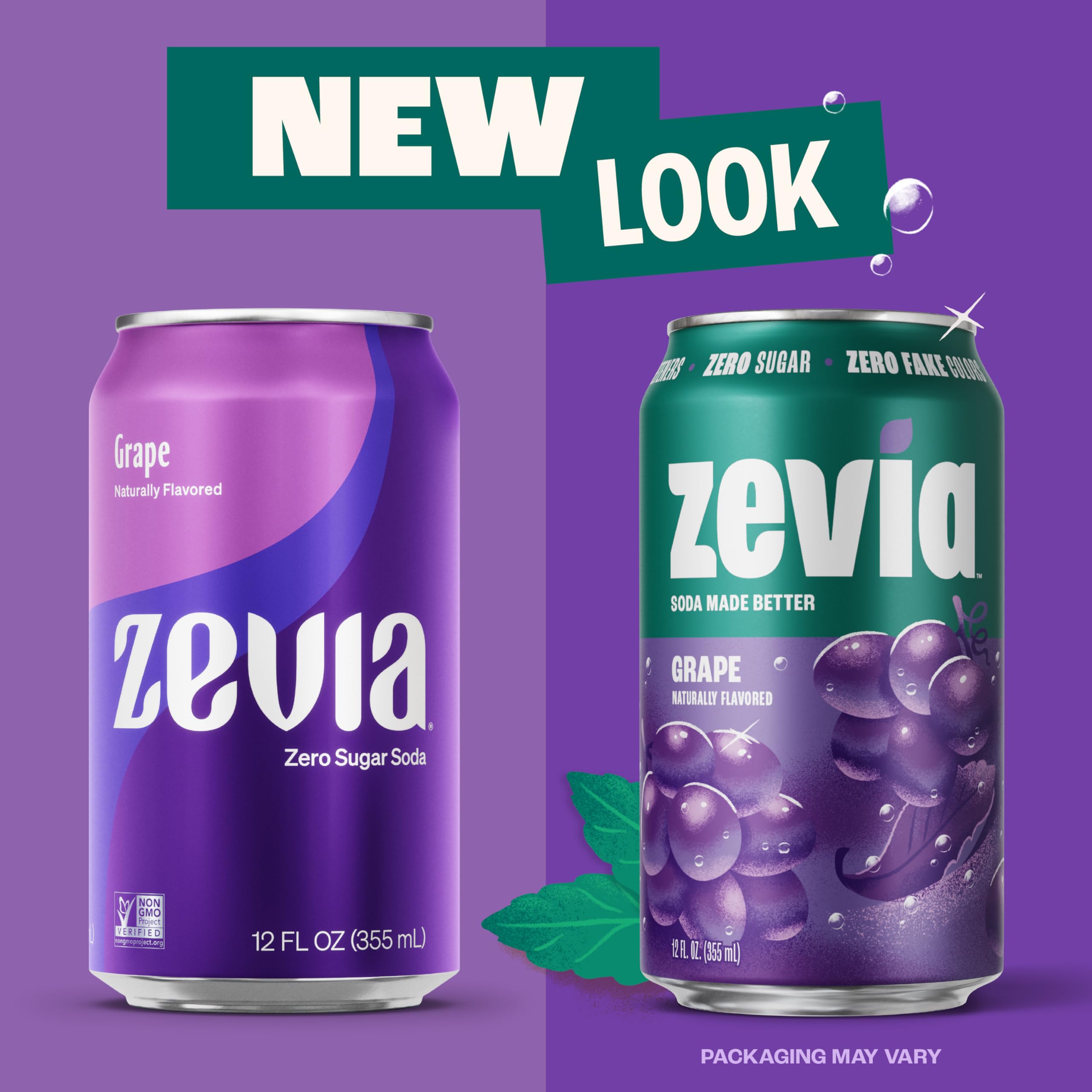 Zevia Grape Soda ingredients panel featuring stevia sweetener