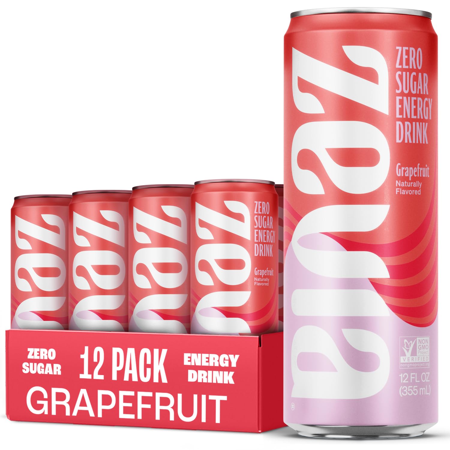 Zevia Grapefruit Energy can angled view offers a zero-sugar refreshment for busy days.