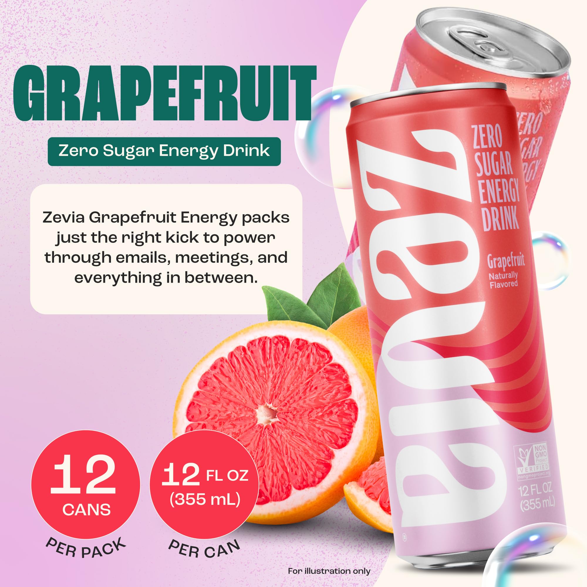 Zevia Grapefruit Energy label close-up highlights no added colors.