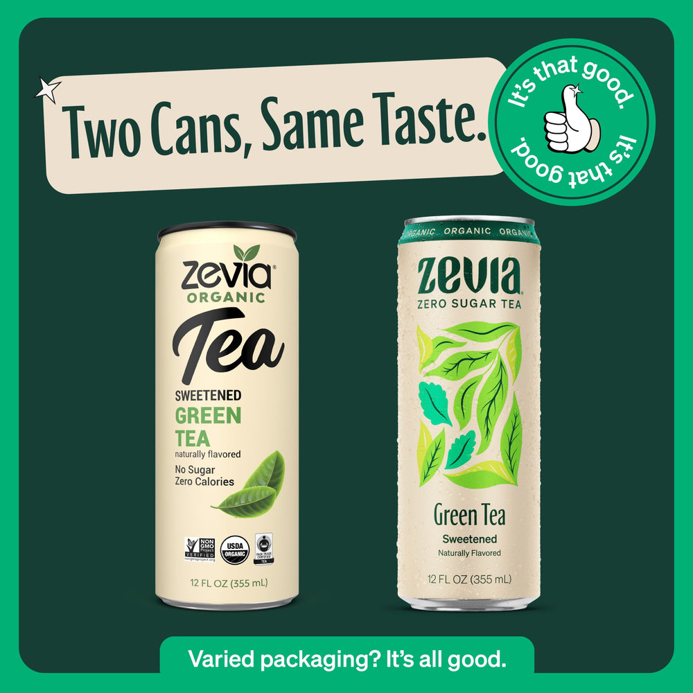 Zevia Green Tea bottle with clean label and no artificial colors.