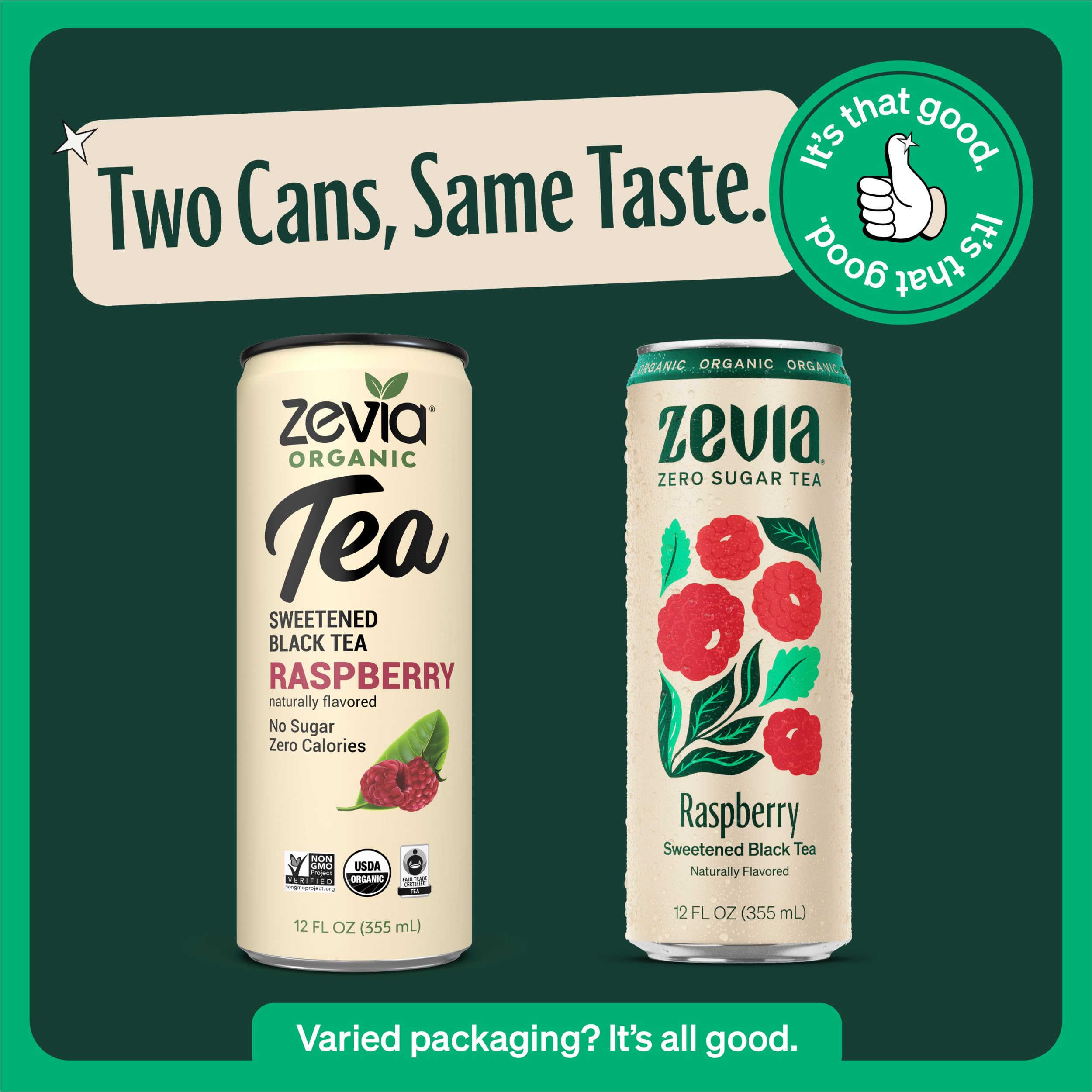 Zevia logo on packaging highlighting clean ingredients.